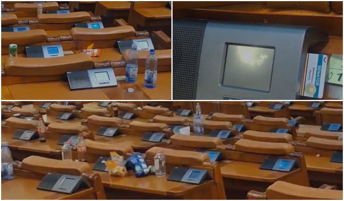 Mizerie și cartele uitate în console după o noapte albă în Parlament. Amendamente controversate, adoptate