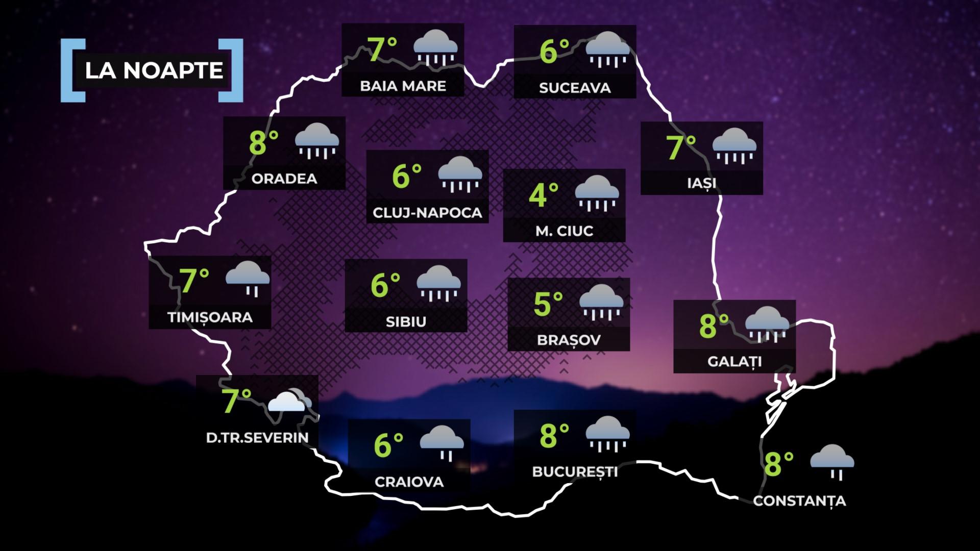 Vremea de mâine 30 martie. Va ploua în cea mai mare parte a ţării. Maximele, între 8 şi 17 grade