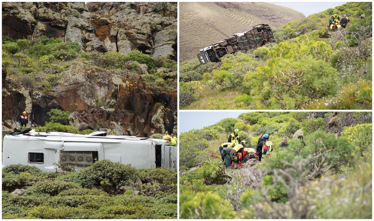 Un autobuz plin cu turiști britanici s-a răsturnat într-o râpă în Insulele Canare