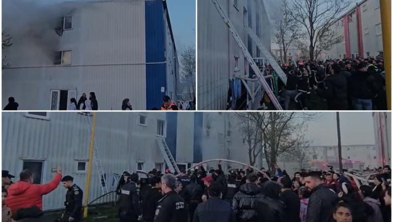 11 persoane, printre care 4 copii, au ajuns la spital după ce o clădire din Constanța a luat foc