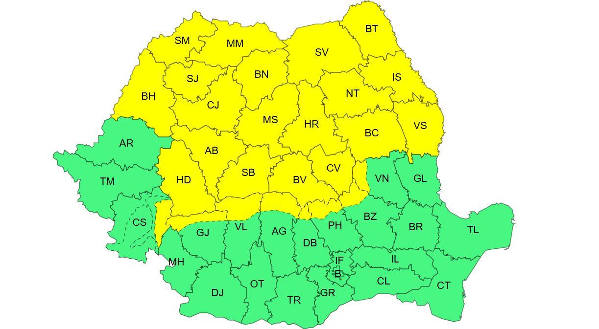 Alerte meteo în Săptămâna Mare: Cod galben de vânt în aproape toată ţara, la munte ninge