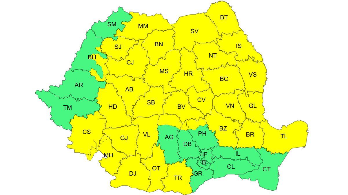 Alerte meteo în Săptămâna Mare: Cod galben de vânt în aproape toată ţara, la munte ninge