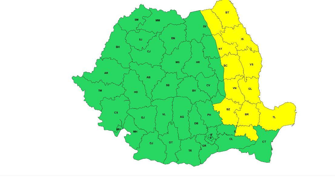 Alertă de vreme rea: revin ploile torențiale, grindina și vijeliile. Zonele vizate de cod galben de vânt
