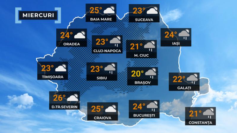 Vremea de mâine 20 mai. Ploi şi grindină în mai multe regiuni din țară