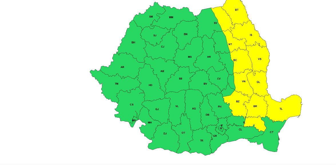 Vremea se schimbă radical. Alerte de ploi, vijelii și coduri galbene de vânt până sâmbătă în toată țara