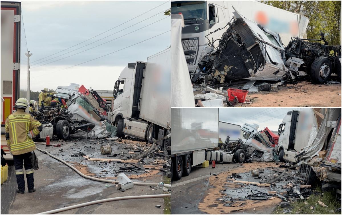 Șofer român de TIR, mort după ce a intrat într-un autocamion în Germania. A rămas captiv în cabina distrusă