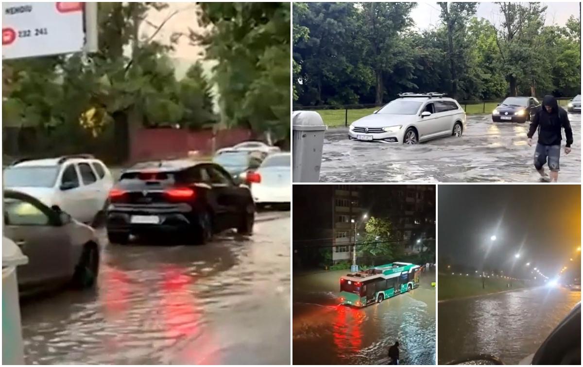 Furtuni violente au făcut prăpăd în mai multe oraşe. Apa a intrat în case, iar copacii au căzut pe mașini
