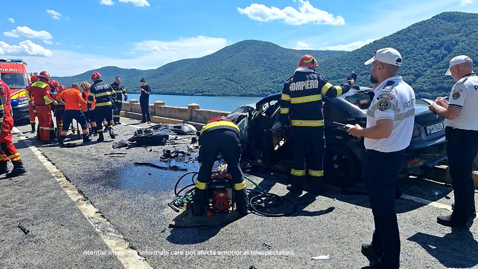 Momentul accidentului de pe DN6, unde un poliţist băut a secerat moarte