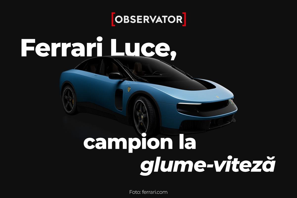 Ferrari Luce, campion la glume viteză. Prima mașină electrică a brandului, luată în râs de alte branduri