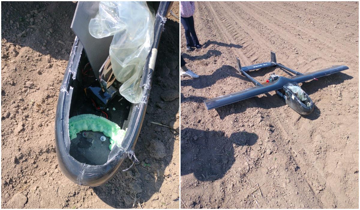 O dronă a fost găsită pe un câmp din Suceava, la 20 de kilometri de graniţa cu Ucraina