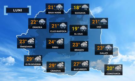 Vremea de mâine 1 iunie. Prima zi de vară vine cu ploi torenţiale, vijelii şi grindină