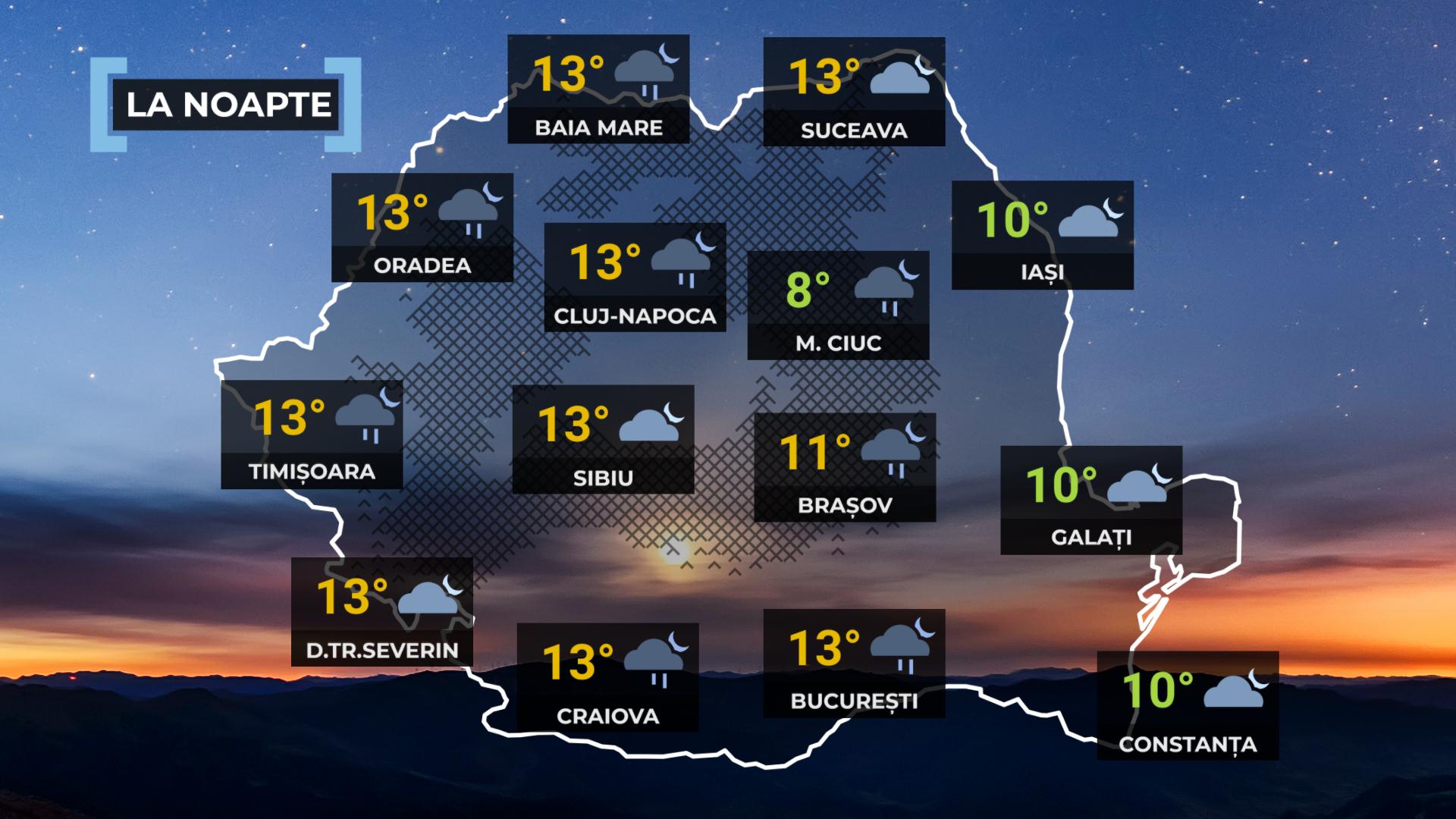Vremea de mâine 8 mai. Meteorologii anunţă ploi torenţiale în mai multe regiuni. Maximele ating 27 de grade