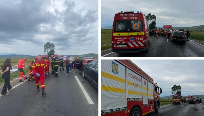 Planul Roşu, activat în Sibiu după un accident grav: 4 maşini implicate, 15 victime