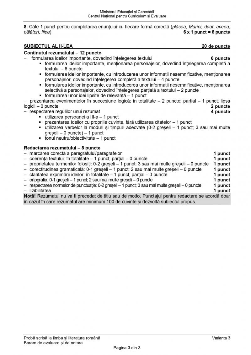 Barem limba română Evaluarea Națională 2026. Cum se rezolvă subiectele de la examen Barem limba română Evaluarea Națională 2026. Cum se rezolvă subiectele de la examen