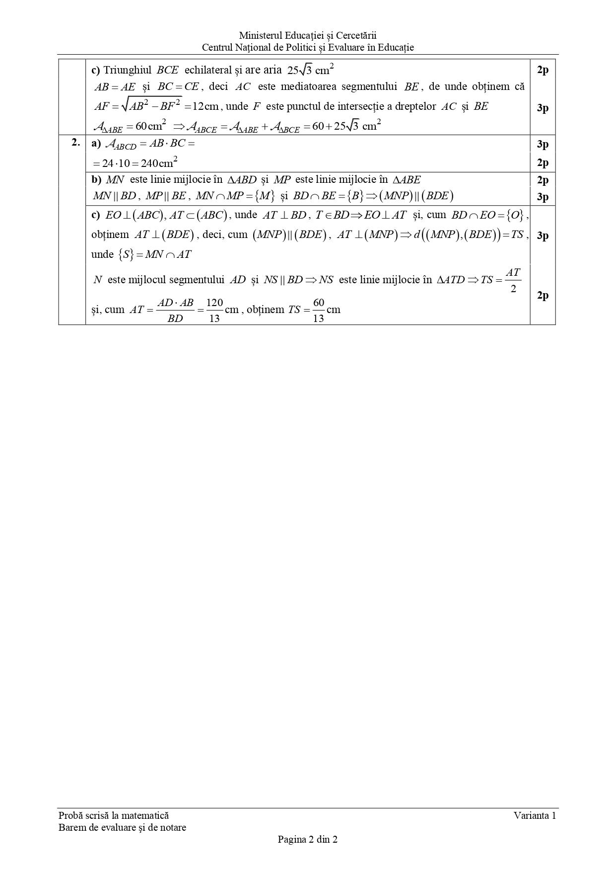 Barem matematică Evaluarea Națională 2026. Cum se rezolvă subiectele de la examen