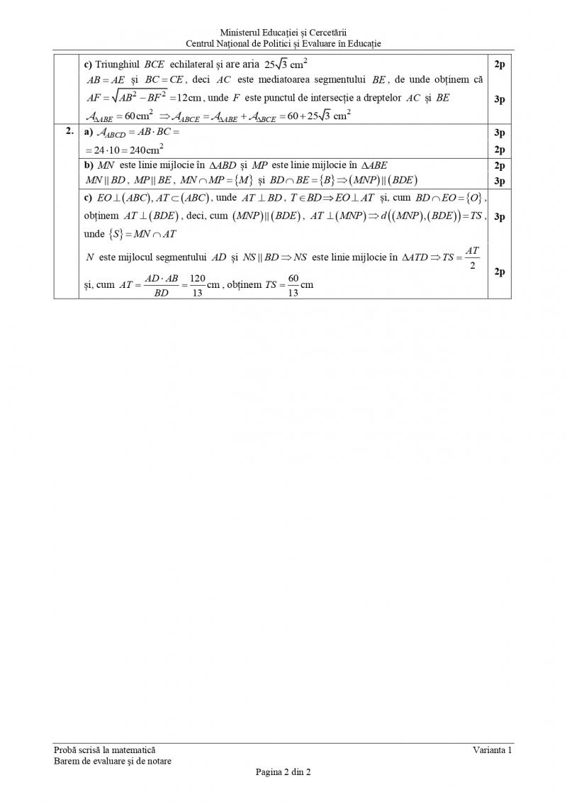 Barem matematică Evaluarea Națională 2026. Cum se rezolvă subiectele de la examen