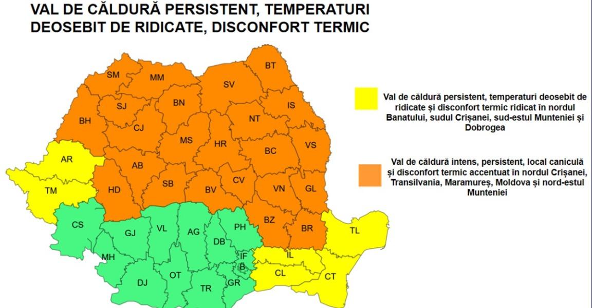 Cod roșu de temperaturi extreme în România: 41 de grade la umbră, nopți tropicale și restricții de circulaţie