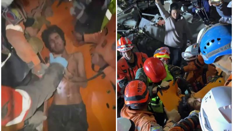 Momentul în care un tânăr este scos în viată la aproape 5 zile de la cutremurele cu 1500 de morţi