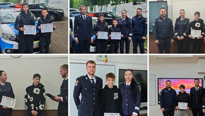 6 elevi din Suceava, premiaţi de poliţişti, după ce au ajutat la prinderea unui tâlhar
