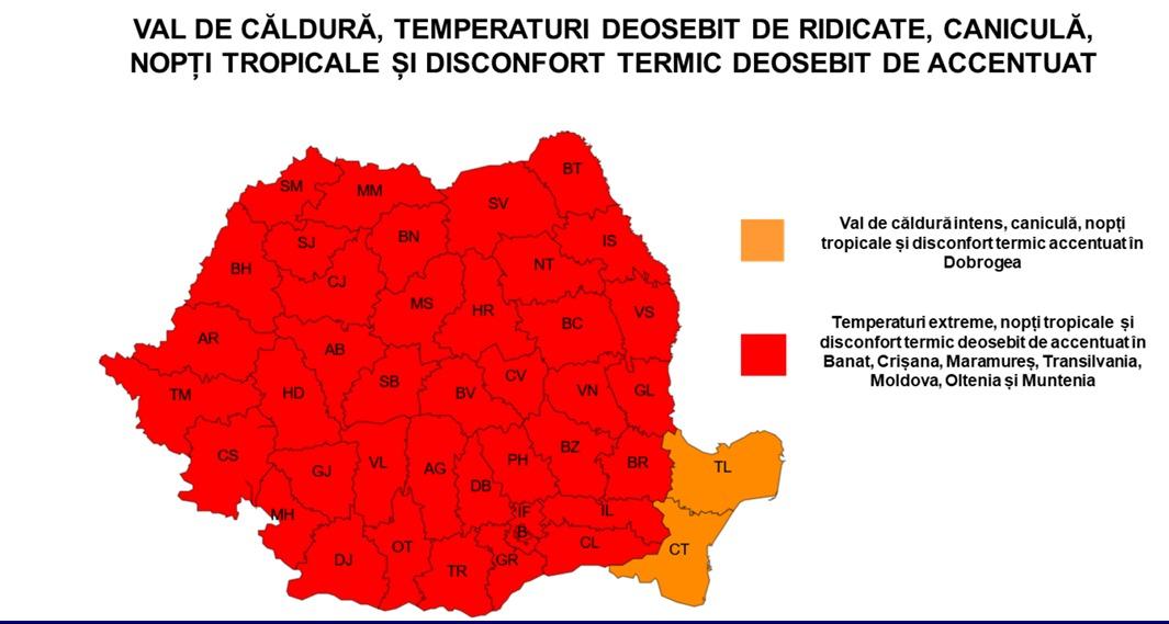 ANM extinde Codul roșu de caniculă în aproape toată ţara. Temperaturi de până la 41 de grade