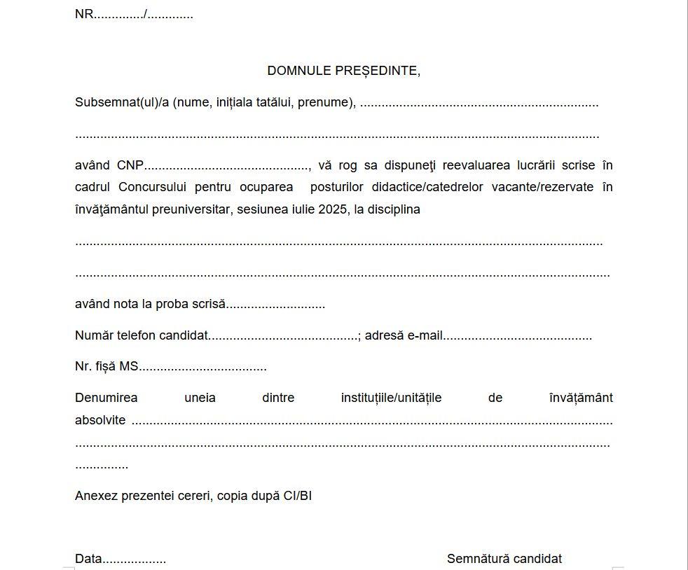 Contestaţie Evaluarea Naţională