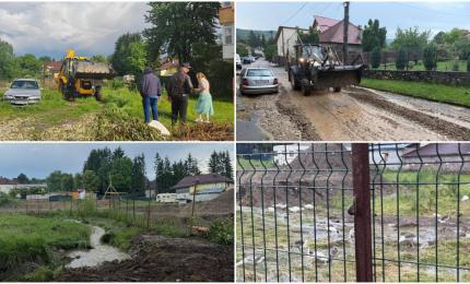 Heleşteu ilegal, rupt de ploaie la Câmpulung. Apa a inundat subsolurile oamenilor: "Nu poţi să te plictiseşti"