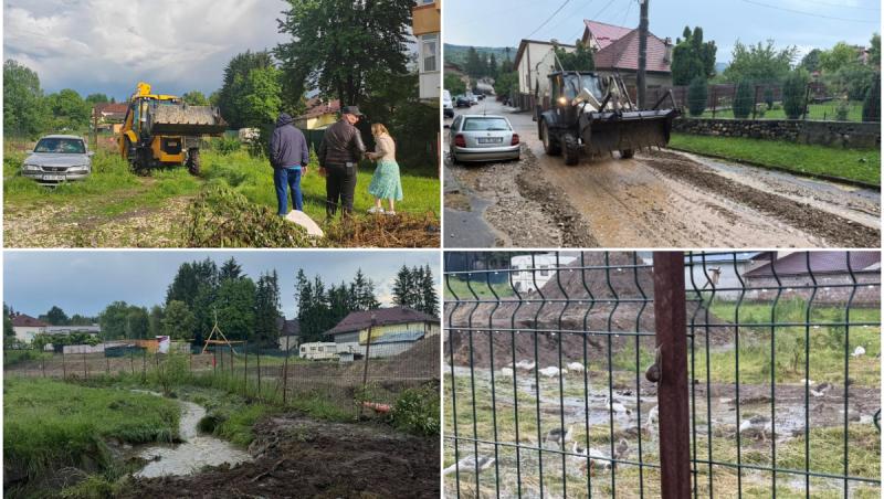 Heleşteu ilegal, rupt de ploaie la Câmpulung. Apa a inundat subsolurile oamenilor: "Nu poţi să te plictiseşti"
