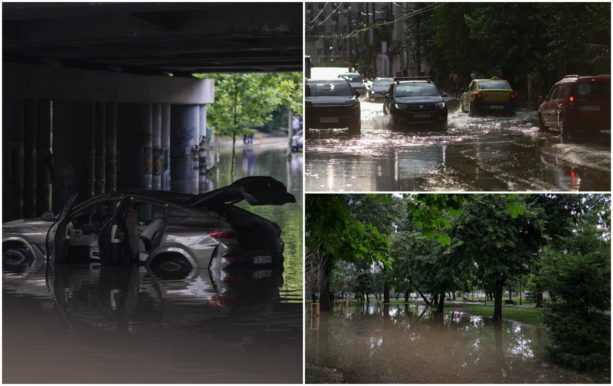 Potop istoric în Bucureşti. A plouat aproape cât la recordul de acum 72 de ani. Imagini cu dezastrul