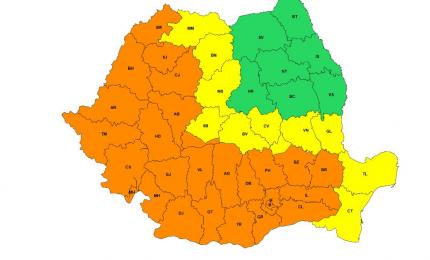Capitala şi 25 de judeţe, sub cod portocaliu de vijelii