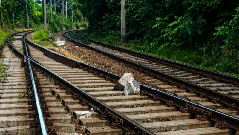Pericol pe calea ferată la Constanța. Un bolovan pus pe șine a afectat circulația trenurilor
