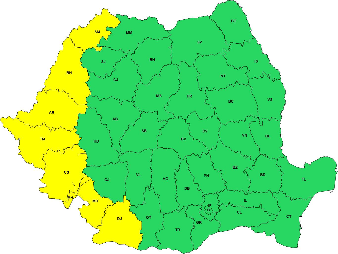 Vreme extremă în România: cod galben de caniculă, vijelii, grindină și rafale de până la 70 km/h