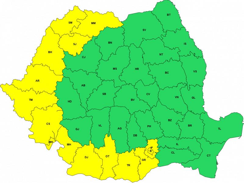 Furtuni puternice în România. Cod galben de caniculă, ploi torențiale, vânt și grindină Furtuni puternice în România. Cod galben de caniculă, ploi torențiale, vânt și grindină