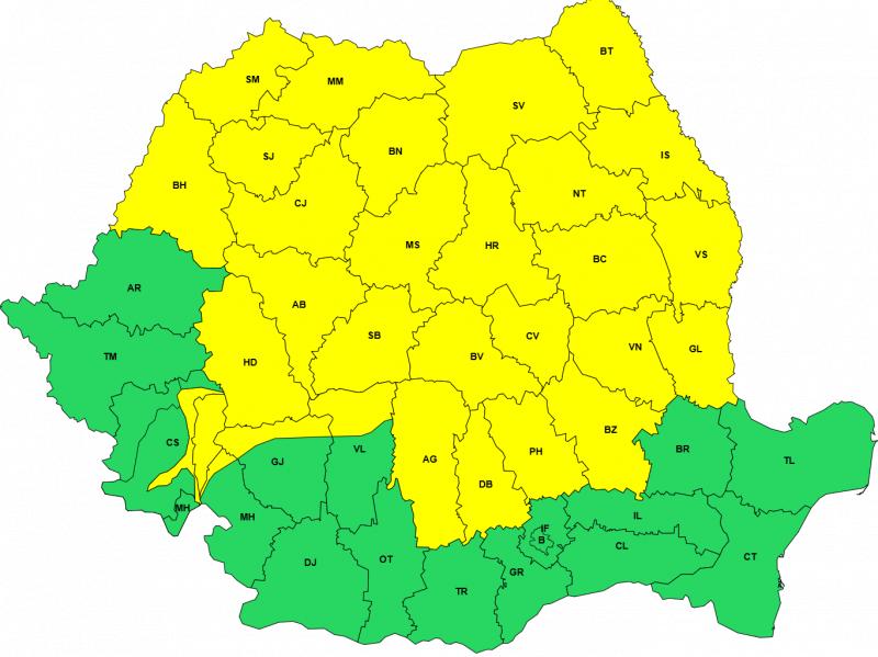 6 avertizări cod galben pentru weekendul 18–19 iulie. Caniculă, vijelii, rafale de peste 80 km/h și grindină 6 avertizări cod galben pentru weekendul 18–19 iulie. Caniculă, vijelii, rafale de peste 80 km/h și grindină