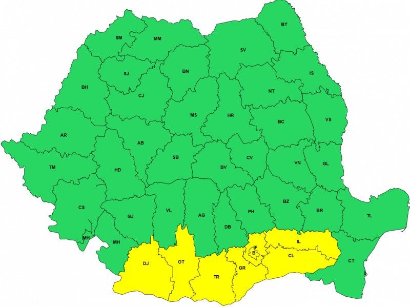6 avertizări cod galben pentru weekendul 18–19 iulie. Caniculă, vijelii, rafale de peste 80 km/h și grindină 6 avertizări cod galben pentru weekendul 18–19 iulie. Caniculă, vijelii, rafale de peste 80 km/h și grindină
