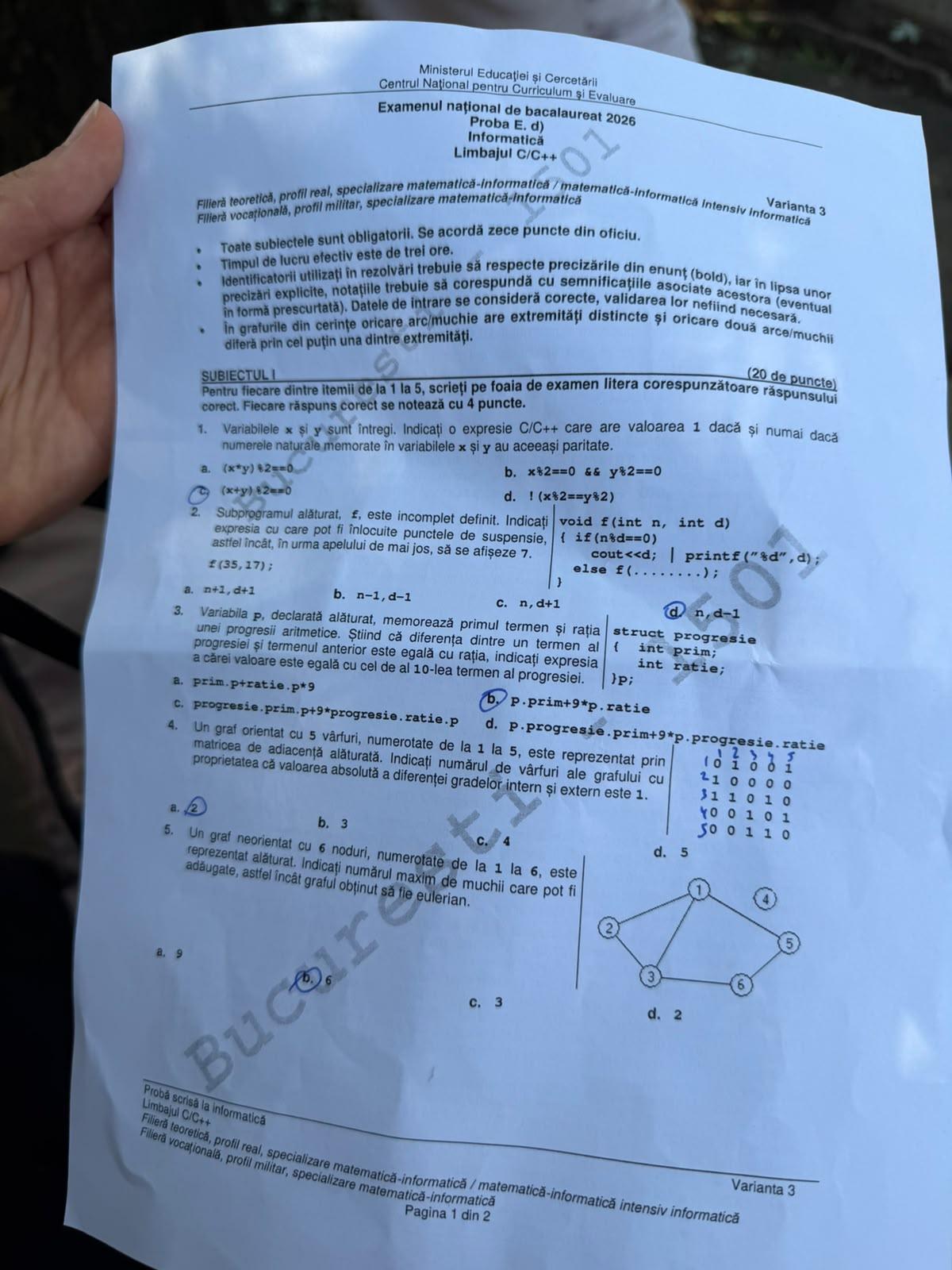 Subiectele la a treia probă de Bacalaureat - Informatică