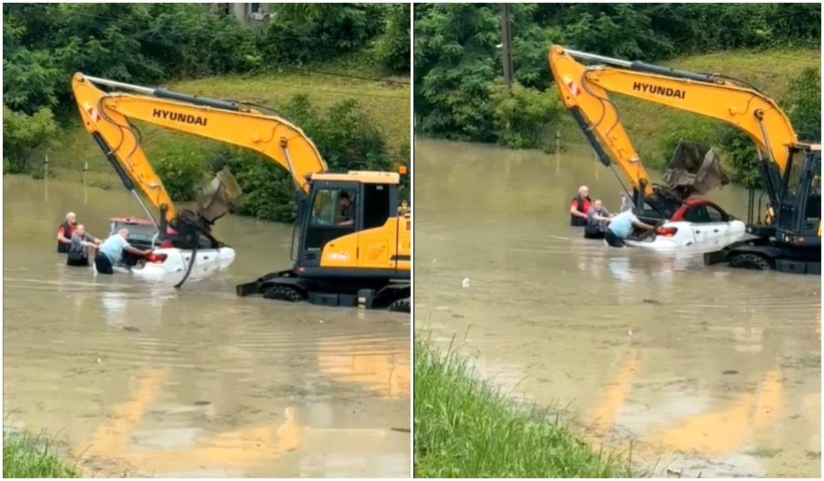 "Era apocaliptic". Momente dramatice la Comarnic, unde 3 oameni au scăpat din mașina înghițită de ape