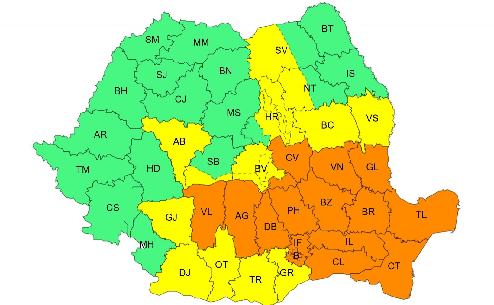 Cod Roșu de furtună în Tulcea. Sunt prognozate căderi masive de precipitaţii, de 90-110 l/mp