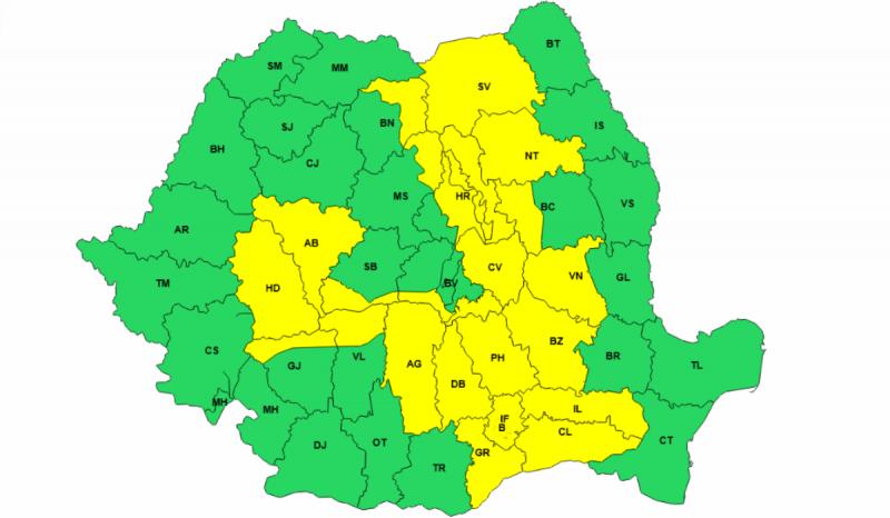 Cod galben de furtuni până vineri seară în jumătate din ţară. ANM anunţă ploi torenţiale, vijelii şi grindină Cod galben de furtuni până vineri seară în jumătate din ţară. ANM anunţă ploi torenţiale, vijelii şi grindină