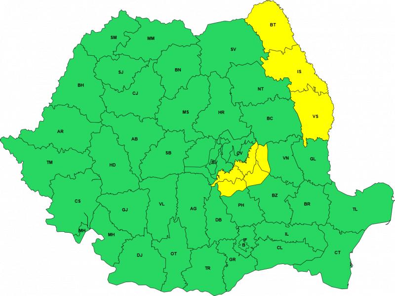 Jumătate de ţară intră sub cod galben de vijelii, grindină și cantități mari de apă