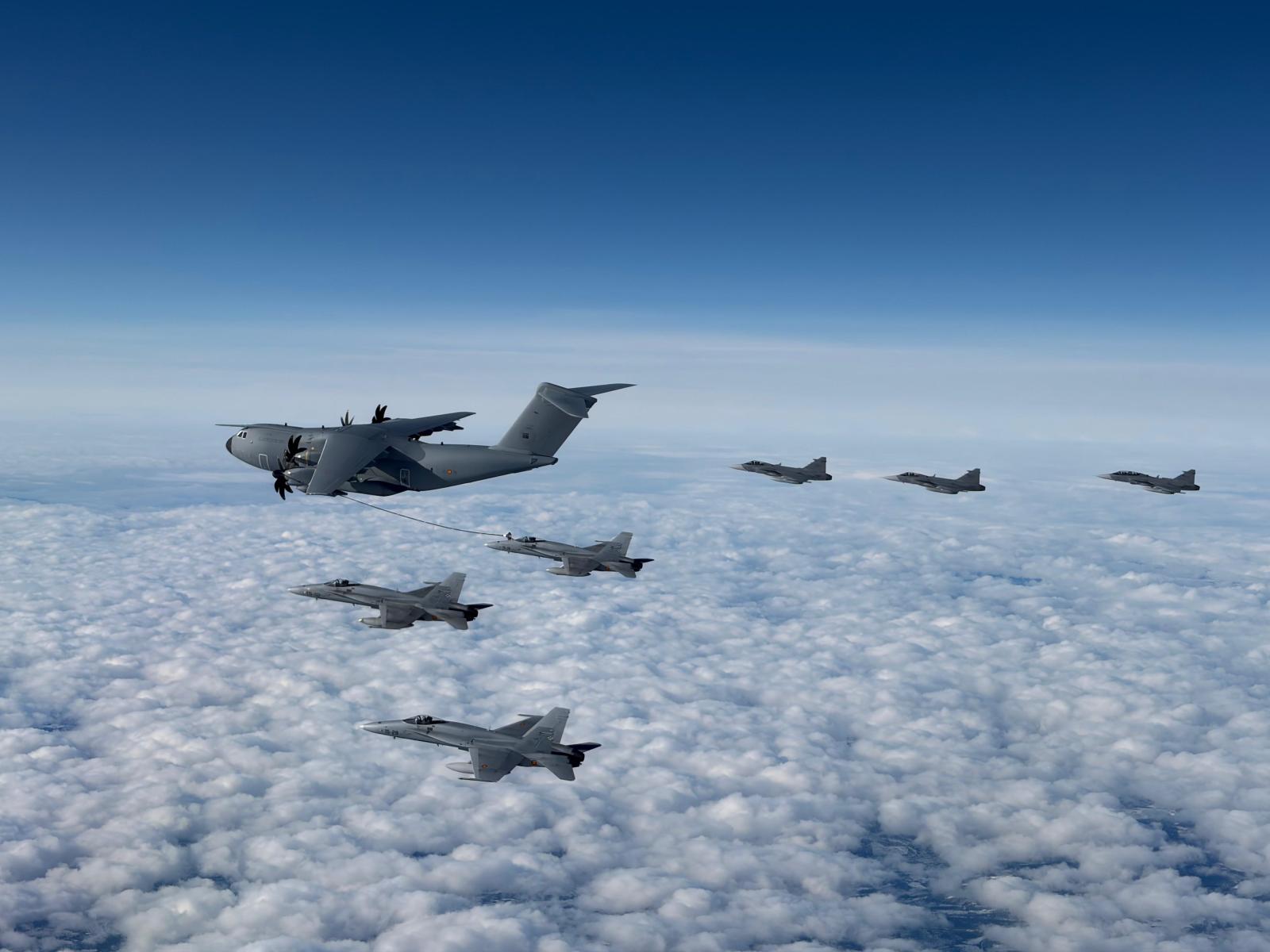 Spania trimite în România 7 avioane F-18, 200 de militari şi trei elicoptere NH-90 să vâneze drone ruseşti