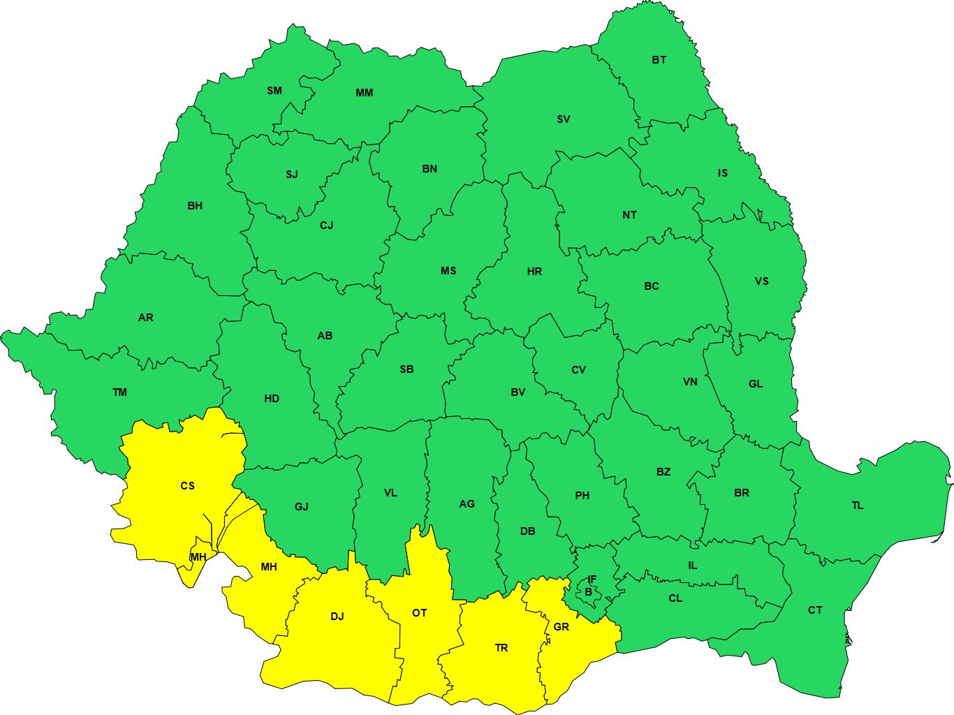 Vreme extremă în România: De la cod portocaliu de caniculă, la coduri galbene de vânt și ploi torențiale