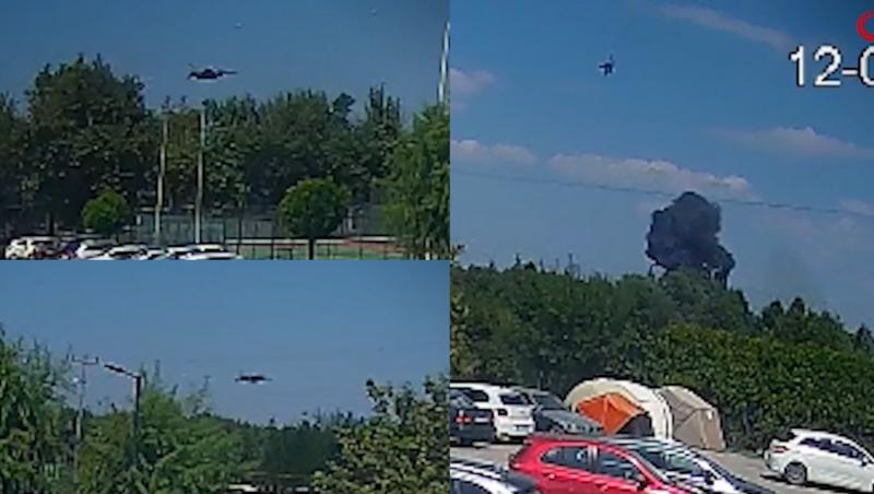 Momentul când un avion F-16 se prăbuşeşte în Turcia, în timpul unui antrenament. Pilotul a fost spitalizat