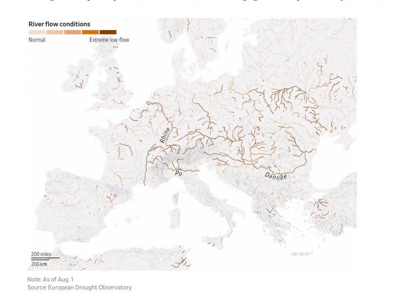 Cum seacă râurile Europei și amenință economia continentului. Analiză WSJ Cum seacă râurile Europei și amenință economia continentului. Analiză WSJ