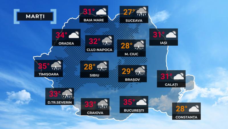 Vremea de mâine, 25 august: Caniculă în București, furtuni la munte. Ce temperaturi vor fi pe litoral