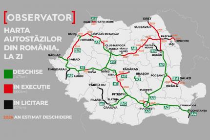HARTA. Drumurile noastre toate. Situaţia la zi a autostrăzilor din România şi termenele de execuţie