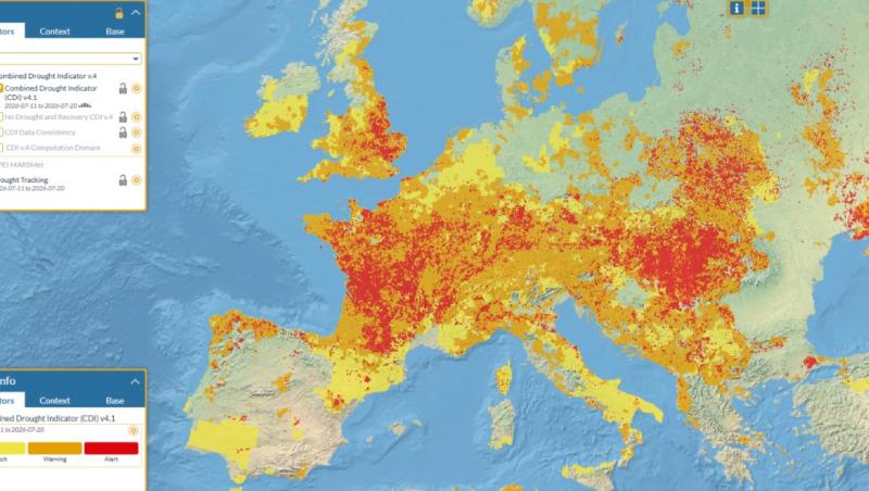 Europa, lovită de al 4-lea val de caniculă din această vară. Seceta se extinde din Franța până în România