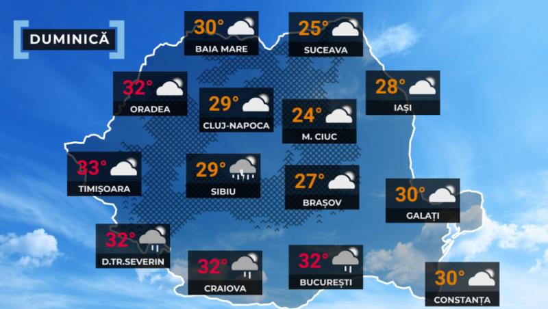 Vremea de mâine 9 august. Fenomene meteo la extremă: vijelii în sud şi la munte, caniculă în vest şi sud-est