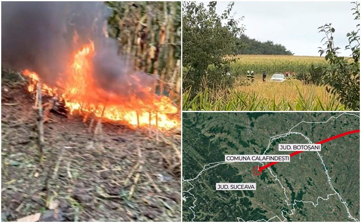 "Am crezut că a explodat butelia". Dronă prăbușită la mai puțin de 500 de metri de case, în Suceava
