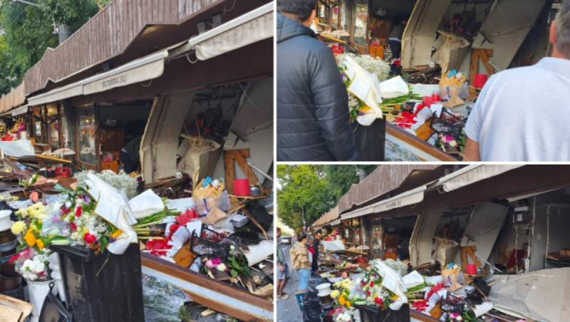 Un tânăr de 19 ani din Craiova "a parcat" în 3 chioșcuri cu flori. Voia să meargă pe linia de tramvai