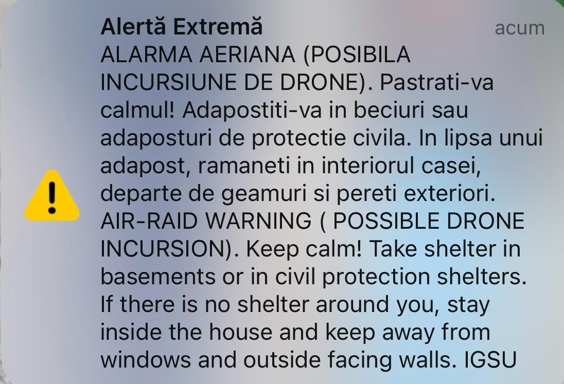 Noi alerte de drone în Tulcea, Botoșani și Suceava. Două avioane F-18 spaniole ridicate de la sol